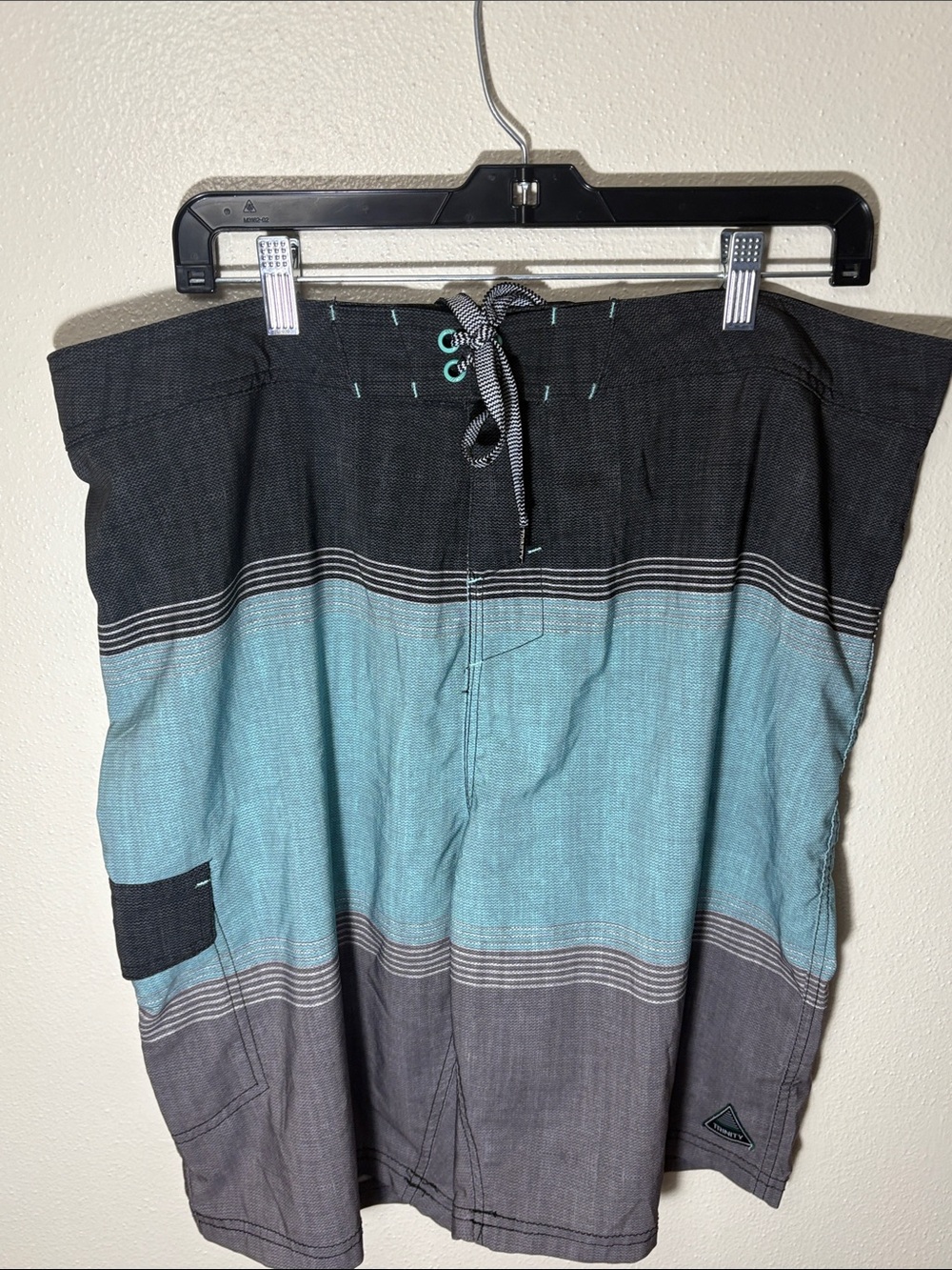 Trinity Black Teal Gray Colorblocked Men's Board Shorts